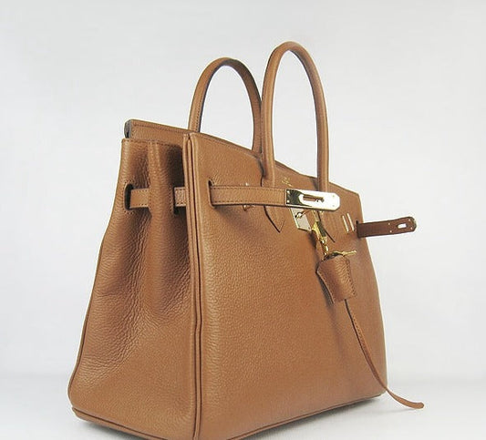 Hermes Luxury Birkin Cm Togo Handbags Light Coffee Leather Gold Travel Bag