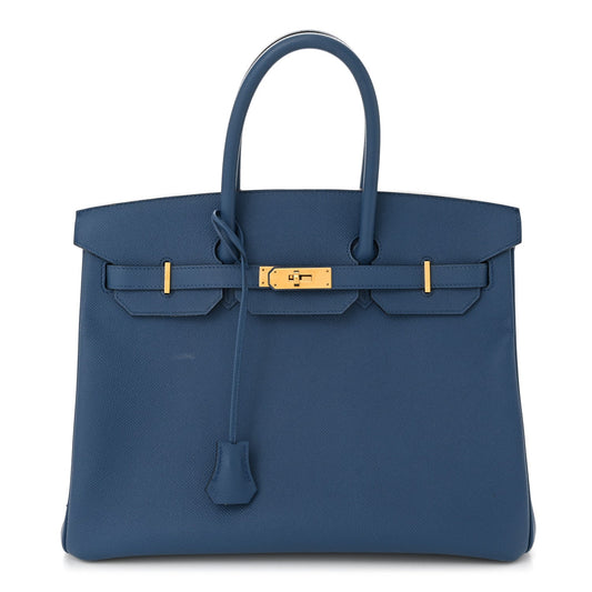 Hermes Epsom Birkin Bleu Agate Handbag Travel Bag