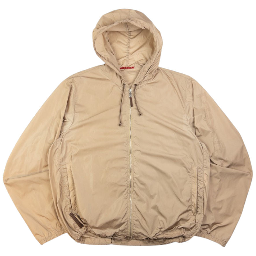 Prada Handbag Sport Arm Spellout Up Jacket Beige Zip