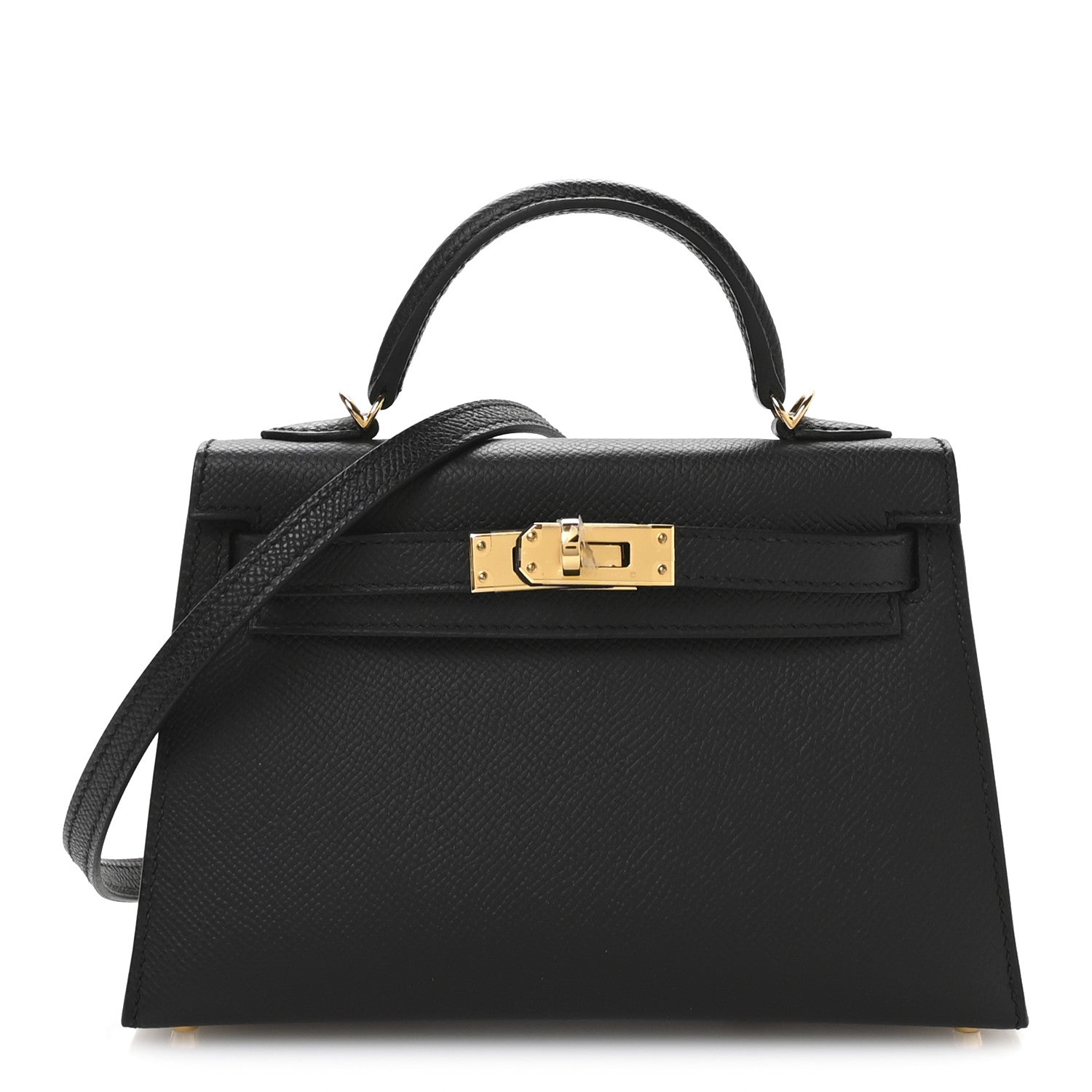 Hermes Epsom Kelly Sellier Handbag Black Mini Travel Bag 20 Black 1758243