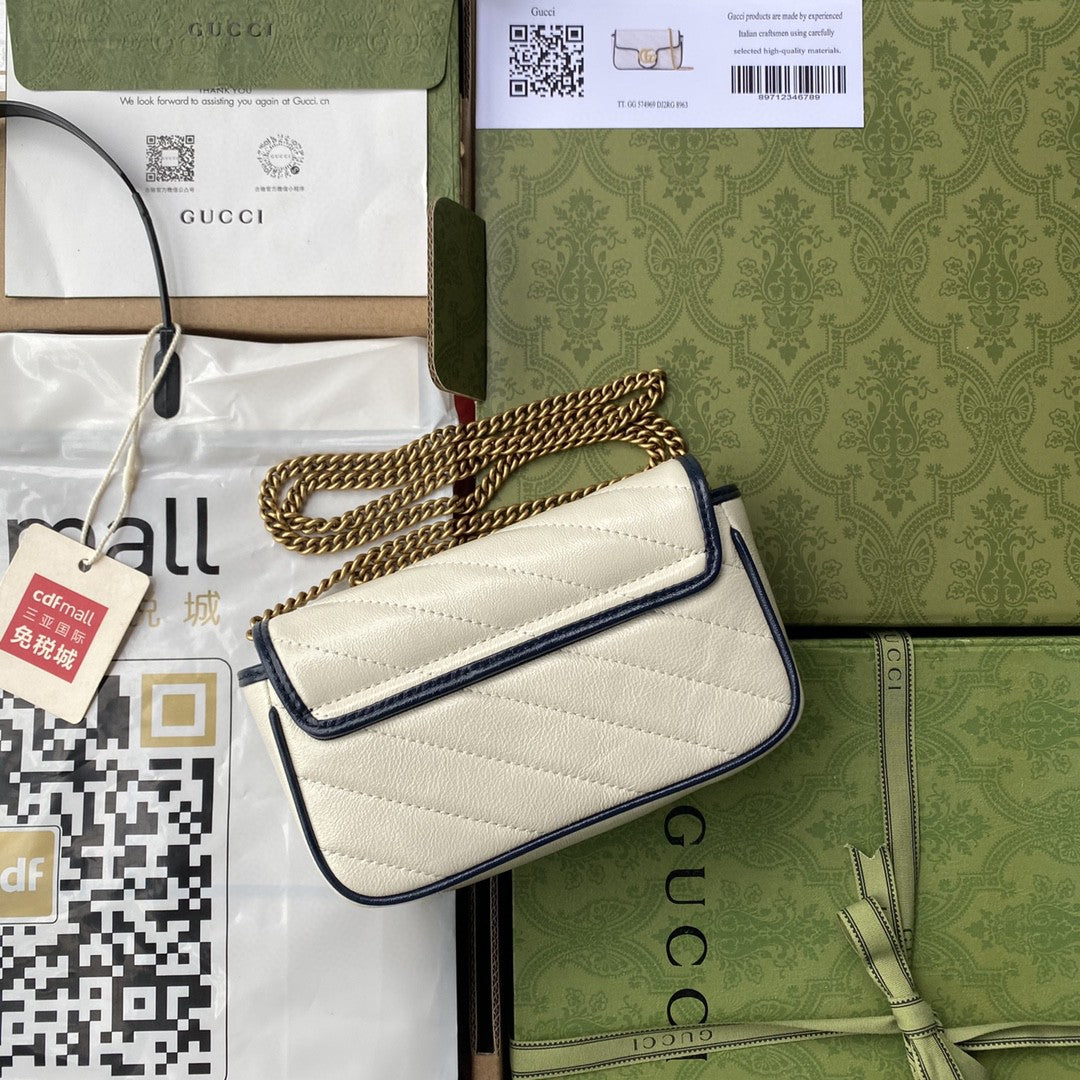 gg Marmont Super 6in 16cm White Mini Bag