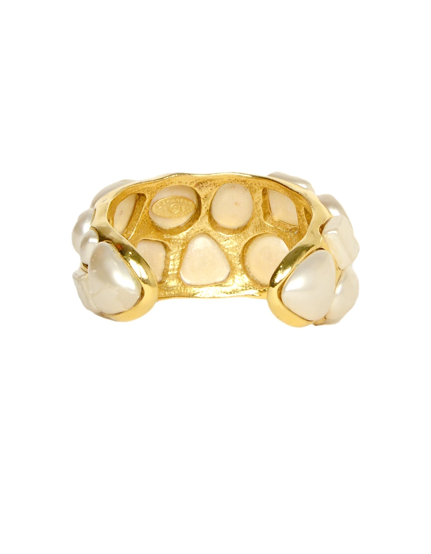 Chanel Geometric Faux Pearl Cuff Accessory