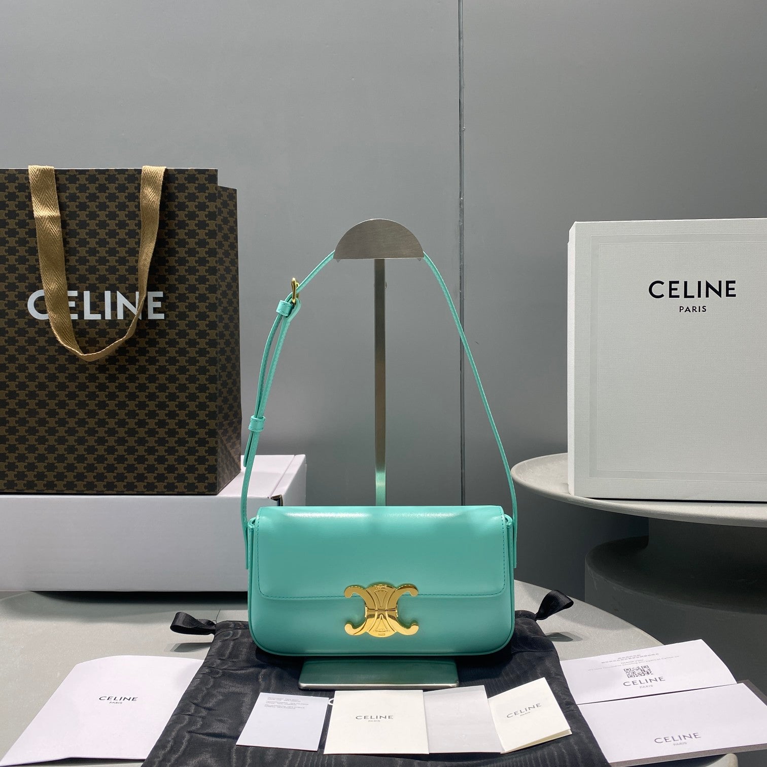 Top Quality Triomphe Shoulder Bag Mint For Green