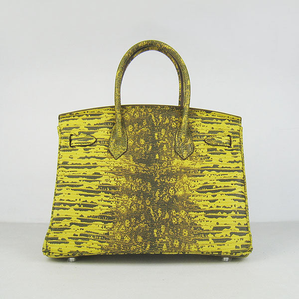 Hermes Luxury Birkin Ladies Lizard Yellow Bag Leather Travel Bag