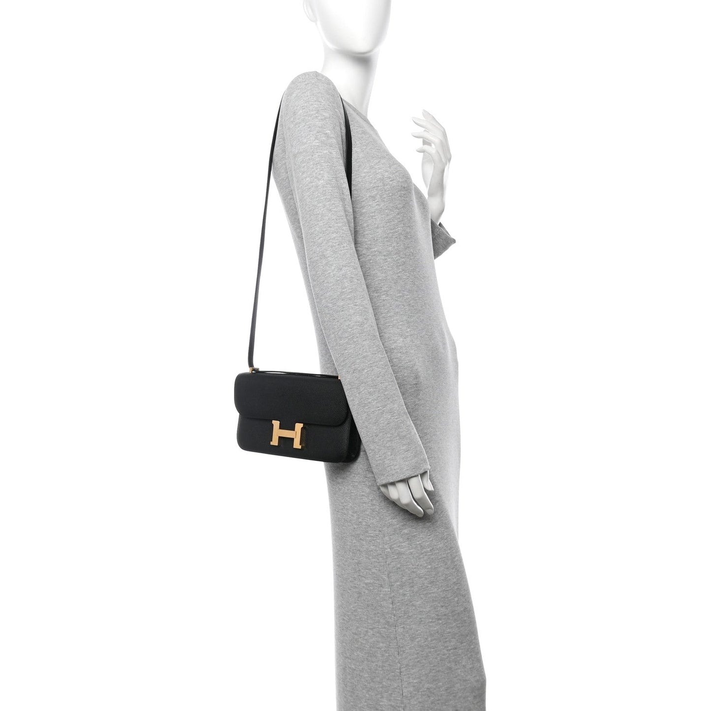 Hermes Epsom Constance Elan Handbag Black Travel Bag Elan Black 1746805