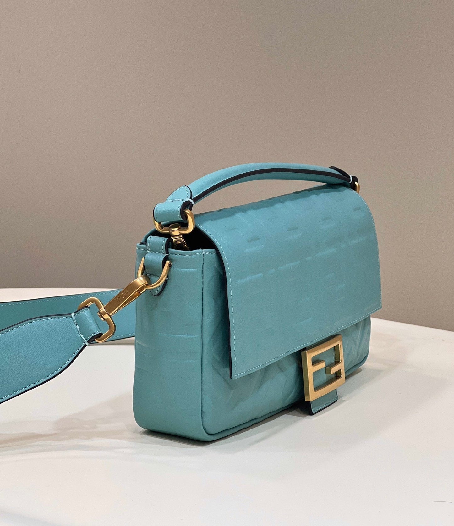 Fendi Top QualityTop Quality Baguette Teal FF Crossbody Bag