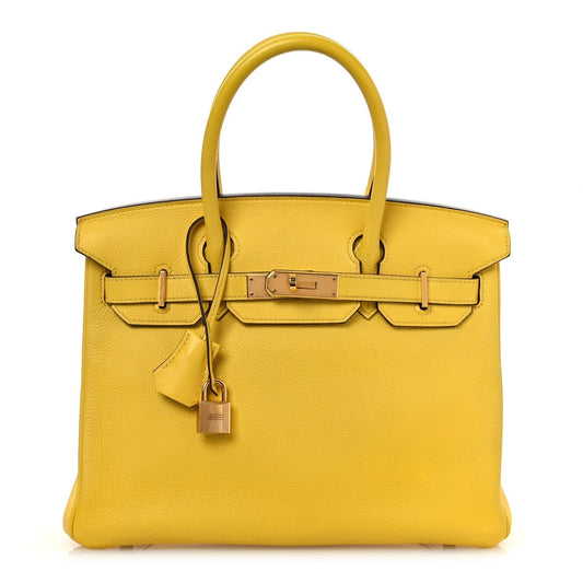 Hermes Taurillon Novillo Birkin Jaune De Naples Handbag Travel Bag