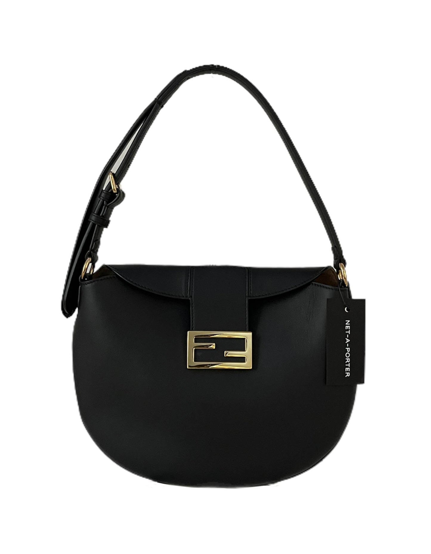 Fendi Handbag NEW Crescent Shoulder Bag Leather Black Small