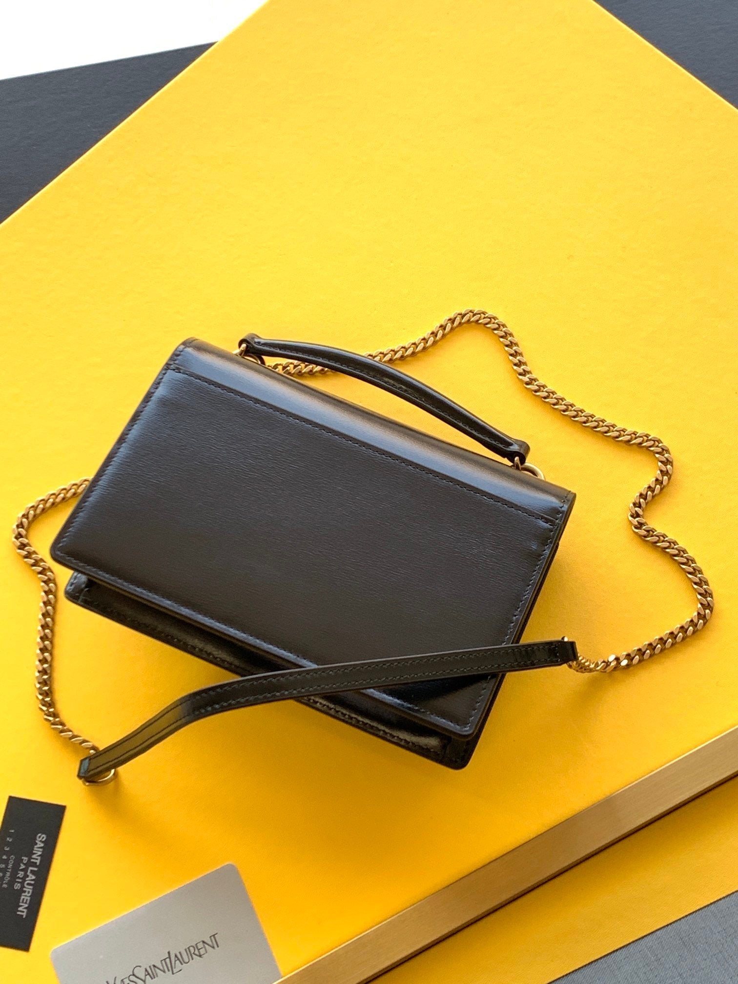 YSL Saint Laurent Sunset Hardware 7in 19cm Gold Chain Handbag