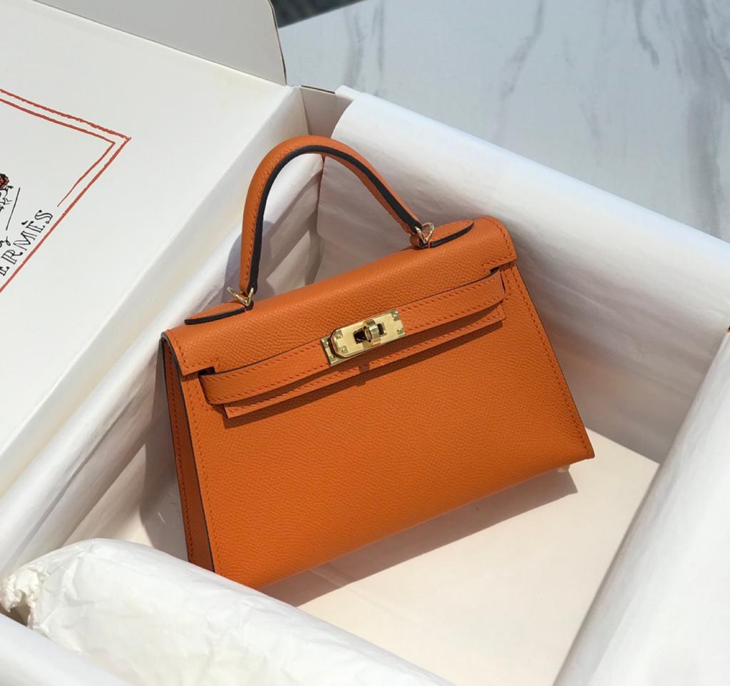 Top Quality Kelly Orange For Women Toned Gold Mini Travel Bag