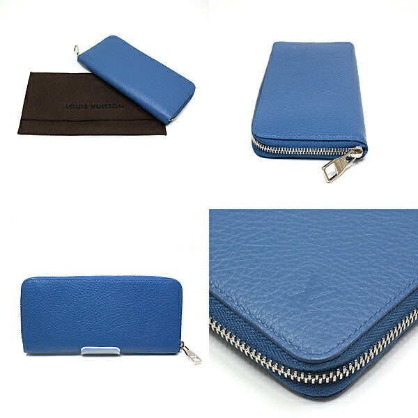 Louis Vuitton Long Purse M58411 Taurillon Clemence Blue Silver Wallet Case