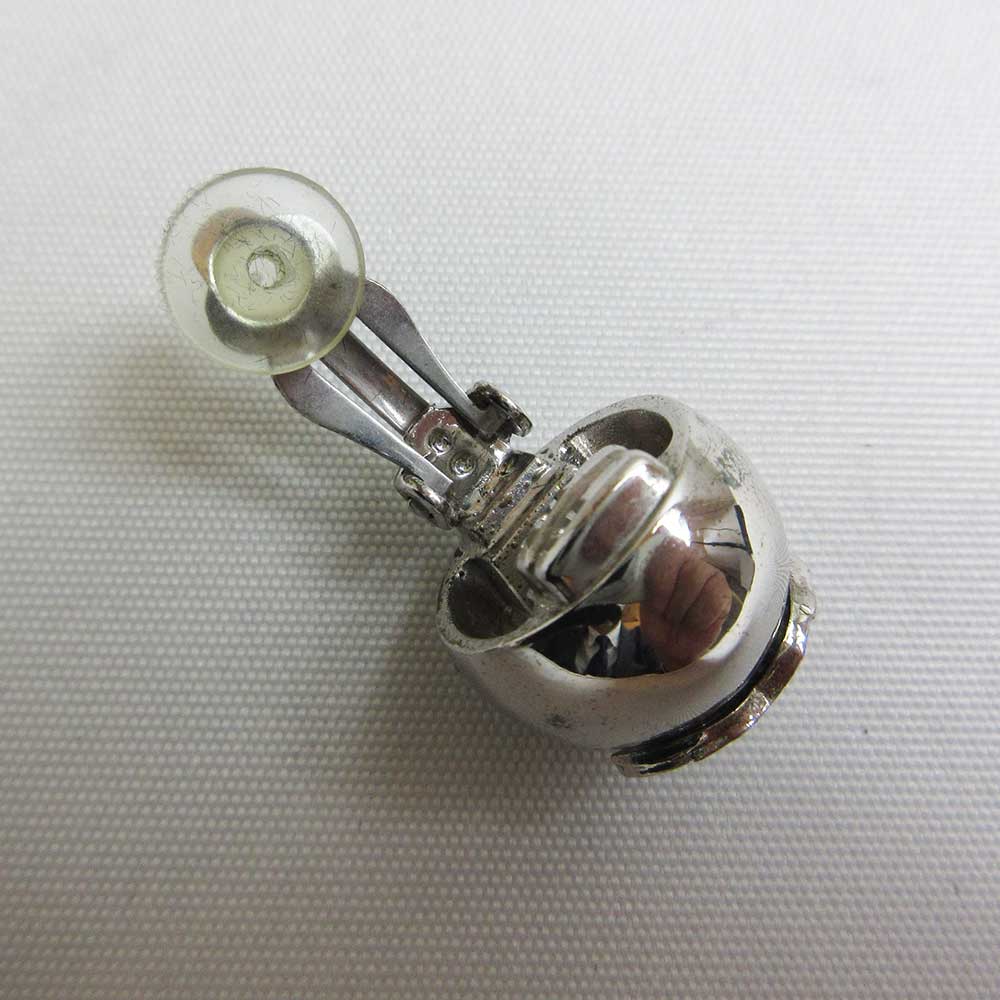 Chanel Silver Earrings Coco Mark AB Rank Jewelry
