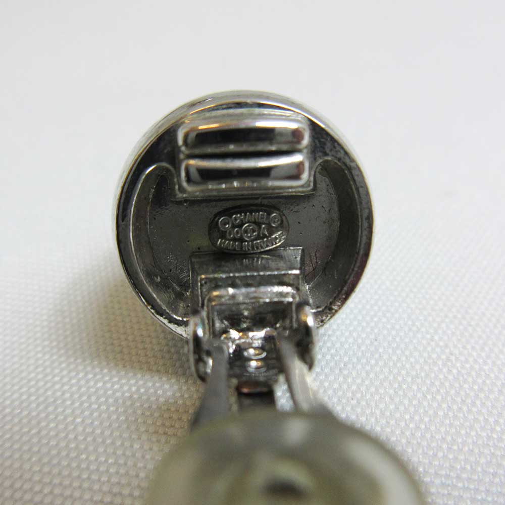 Chanel Silver Earrings Coco Mark AB Rank Jewelry