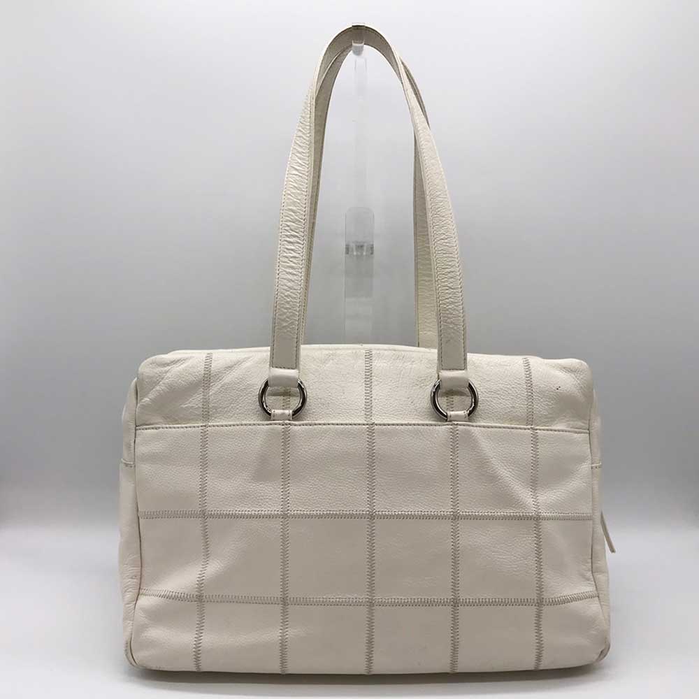 Chanel Leather Boston Bag White Chocolate Bar Travel Bag