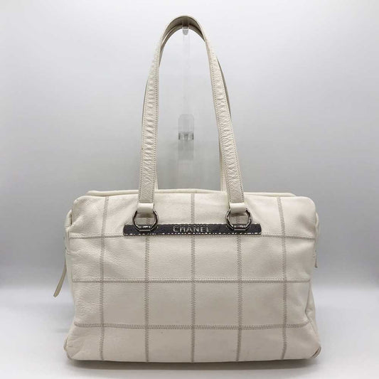 Chanel Leather Boston Bag White Chocolate Bar Travel Bag