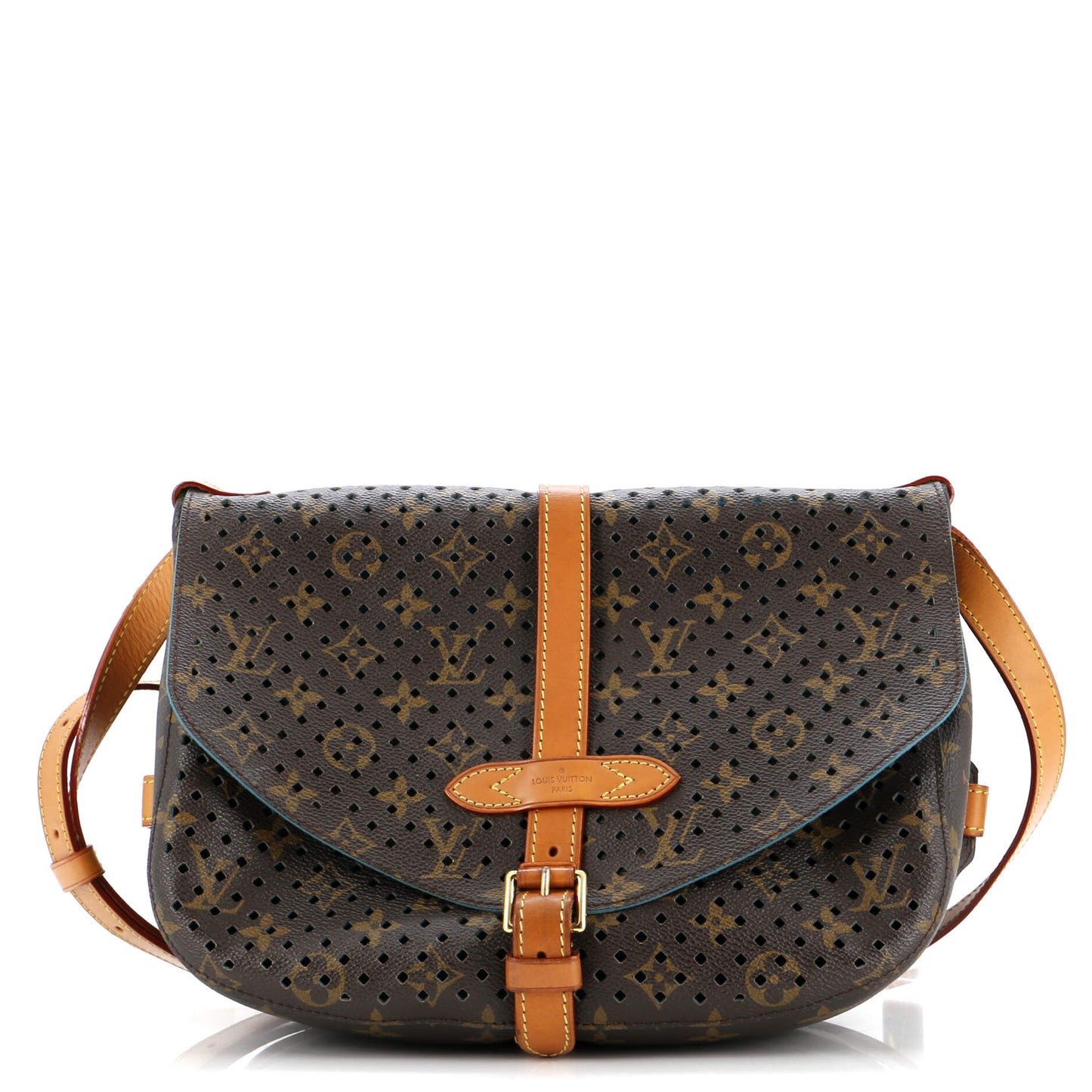 Louis Vuitton Flore Saumur Handbag Perforated Canvas Monogram Travel Bag