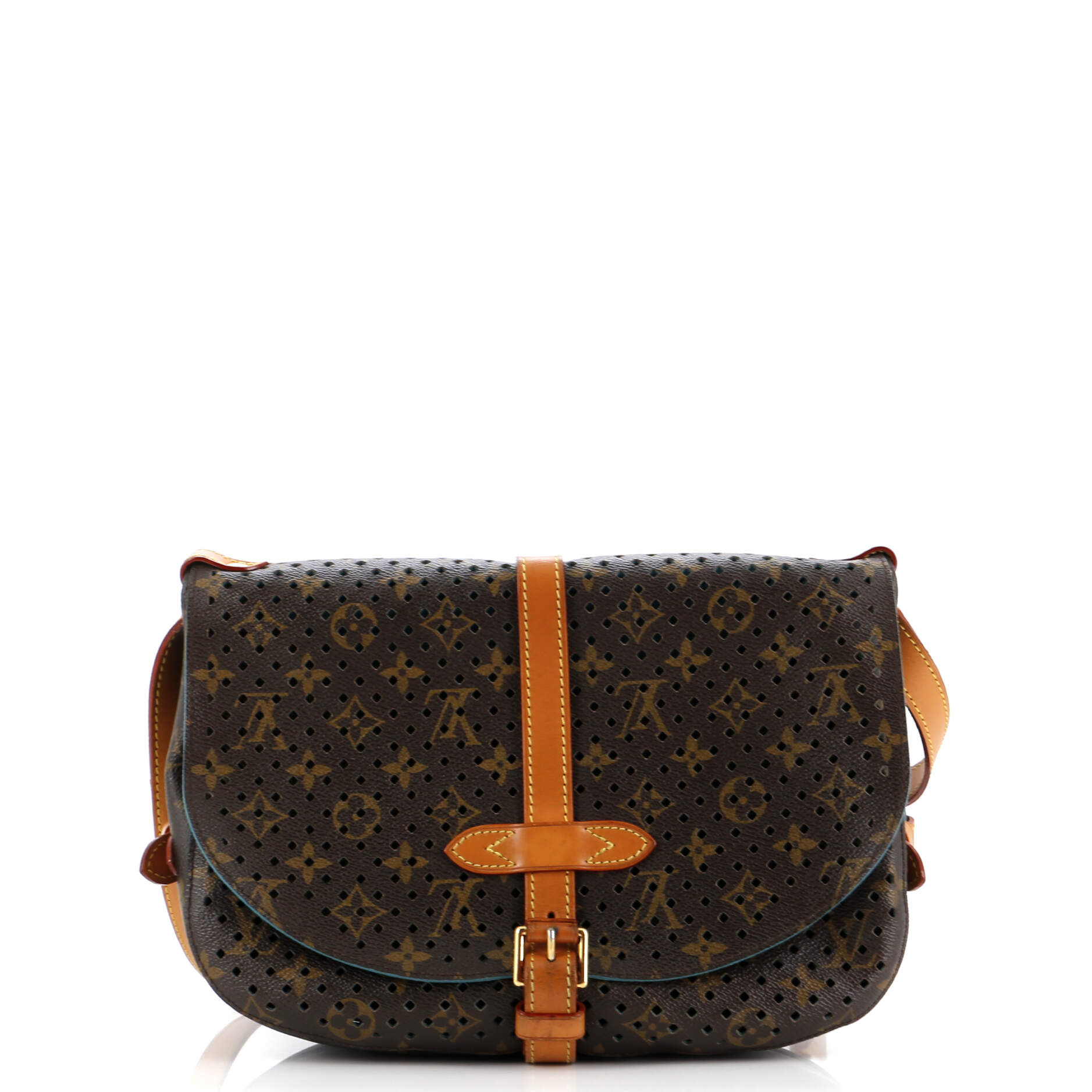 Louis Vuitton Flore Saumur Handbag Perforated Canvas Monogram Travel Bag