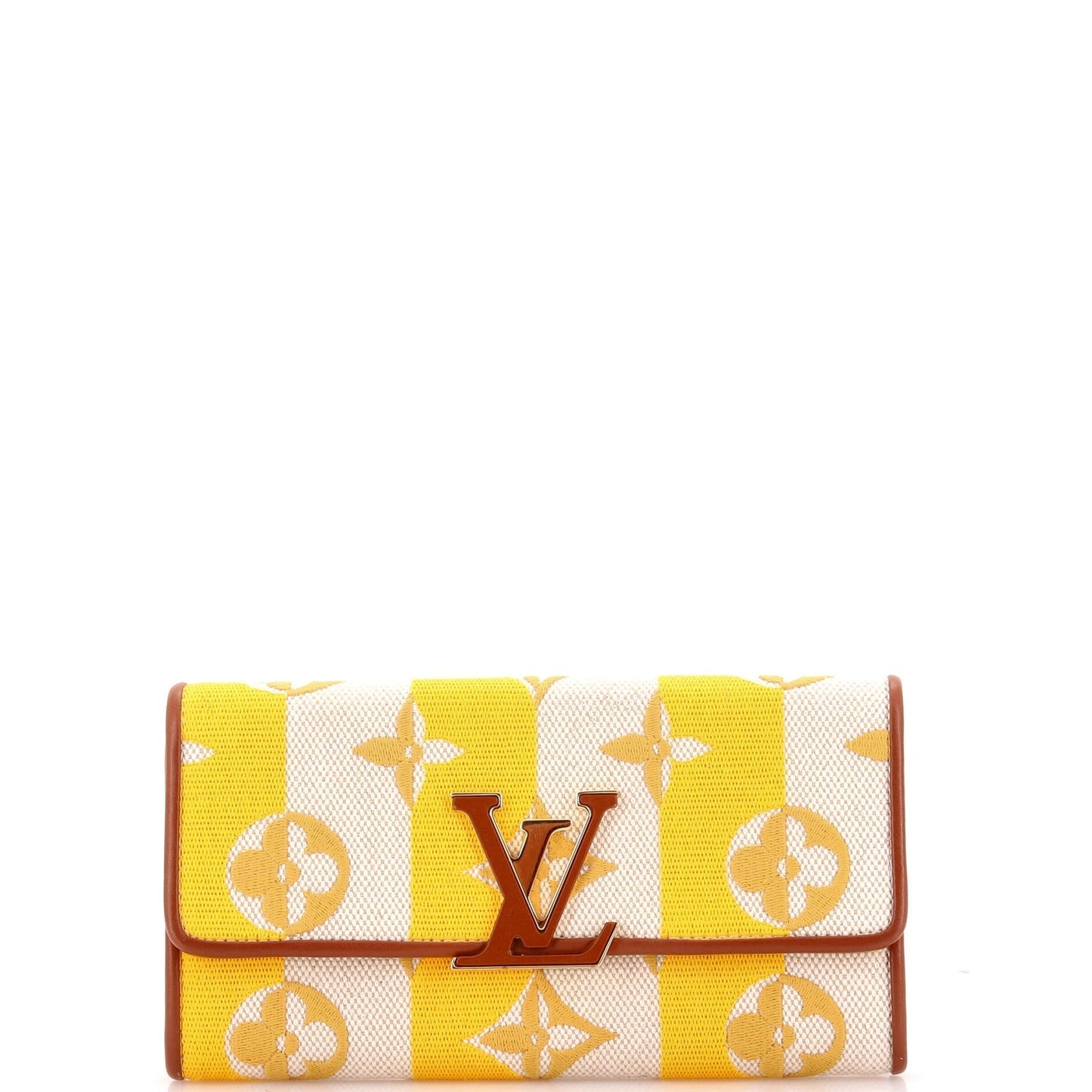 Louis Vuitton Capucines Wallet Striped Embroidered Handbag Canvas Travel Bag