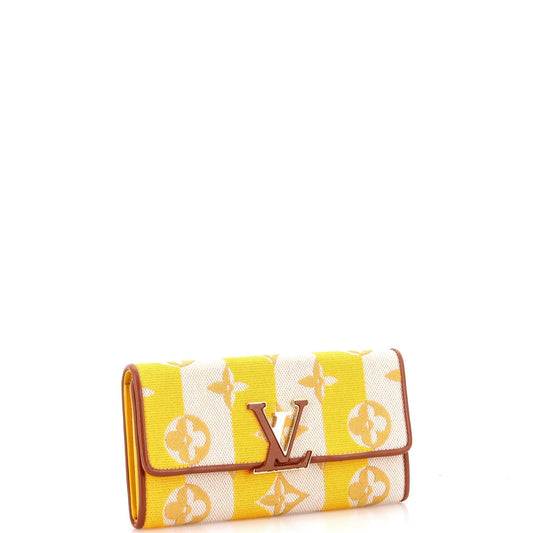 Louis Vuitton Capucines Wallet Striped Embroidered Handbag Canvas Travel Bag