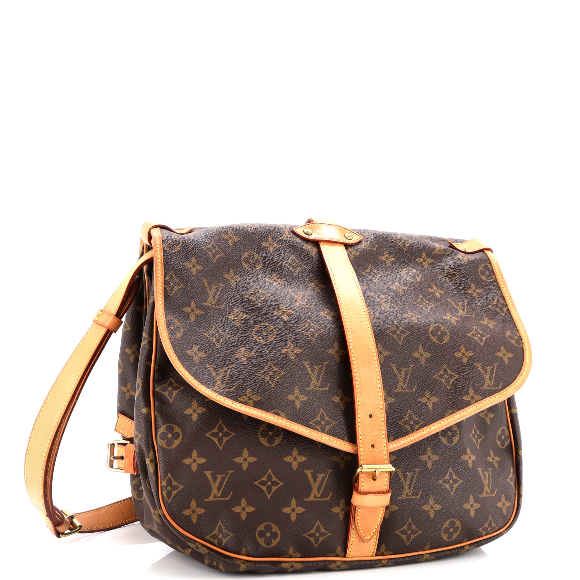 Louis Vuitton Saumur Handbag Canvas Monogram Travel Bag Canvas 353016381