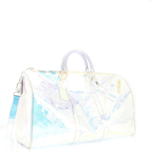 Louis Vuitton Keepall Bandouliere Bag Limited Edition Prism Pvc Monogram Travel Bag