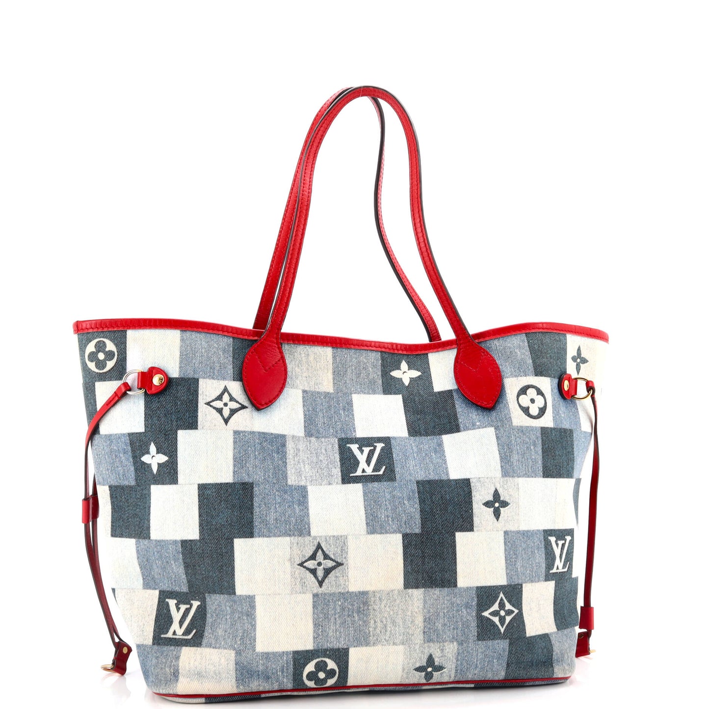 Louis Vuitton Neverfull Tote Damier And Patchwork Mm Denim Monogram Tote Bag Denim Mm3020843