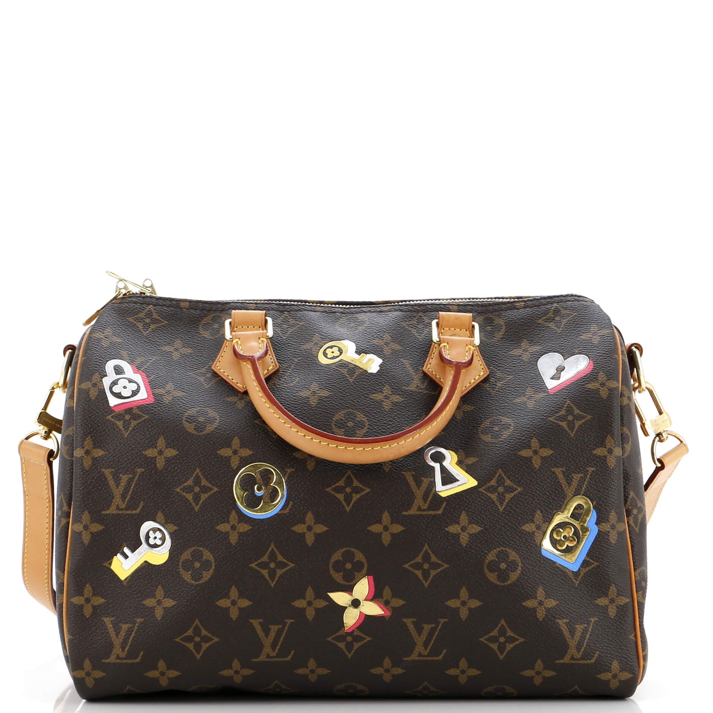 Louis Vuitton Speedy Bandouliere Bag Limited Edition Love Lock Canvas Monogram Travel Bag