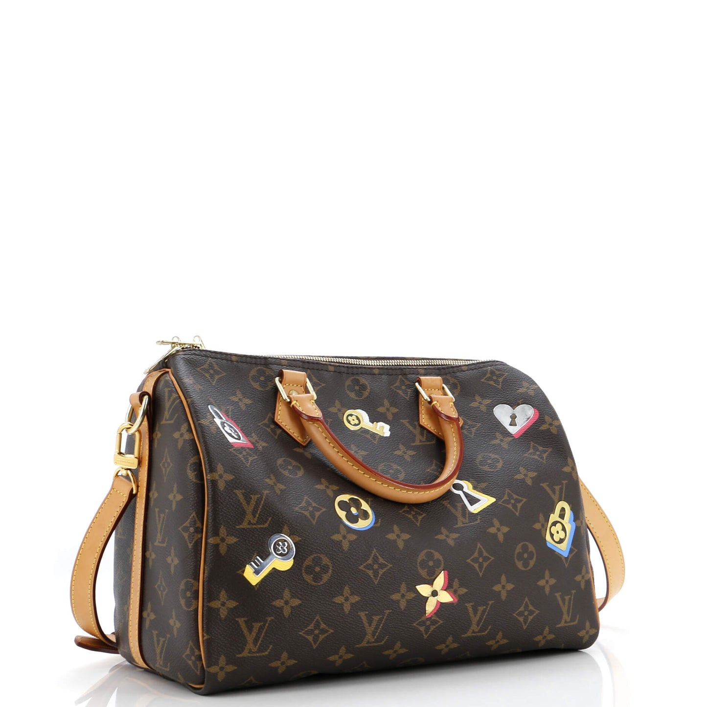 Louis Vuitton Speedy Bandouliere Bag Limited Edition Love Lock Canvas Monogram Travel Bag