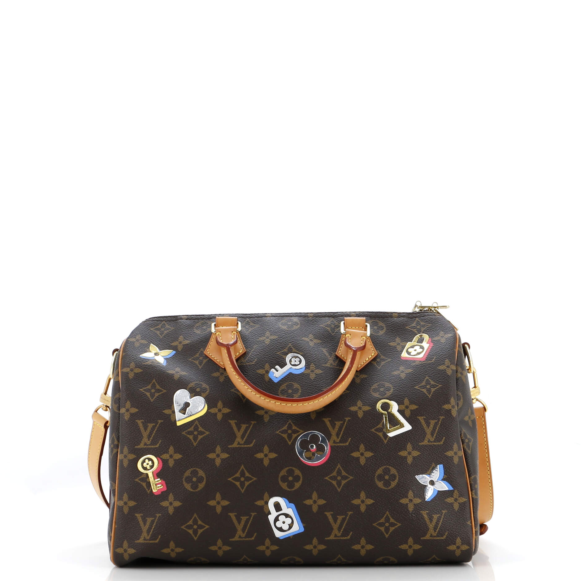 Louis Vuitton Speedy Bandouliere Bag Limited Edition Love Lock Canvas Monogram Travel Bag