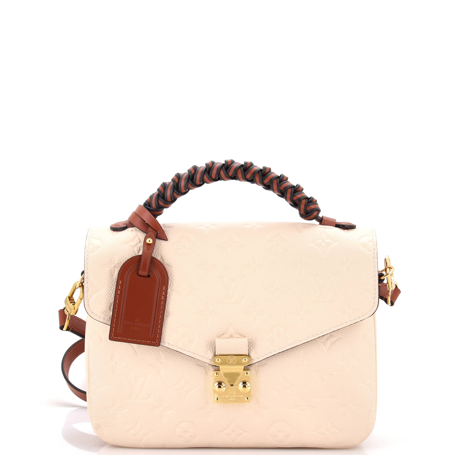 Louis Vuitton Braided Handle Pochette Metis Empreinte Handbag Leather Monogram Travel Bag Leather 3021951