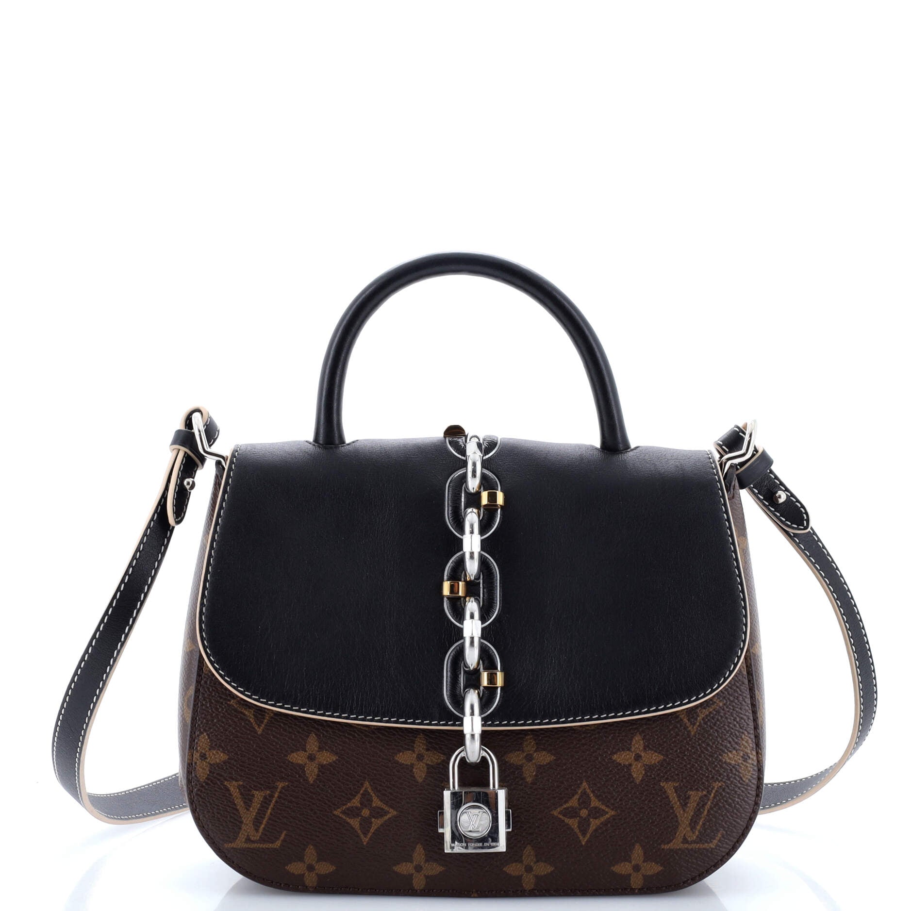Louis Vuitton Chain It Handbag With Pm Leather Canvas Shoulder Bag Leather Pm3022141