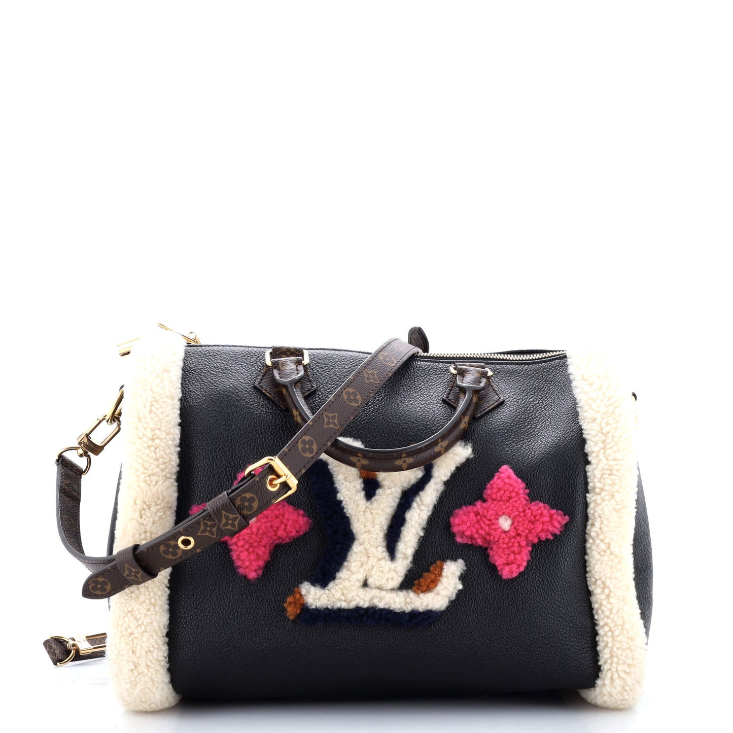 Louis Vuitton Speedy Bandouliere Bag And Teddy Shearling Leather Monogram Travel Bag