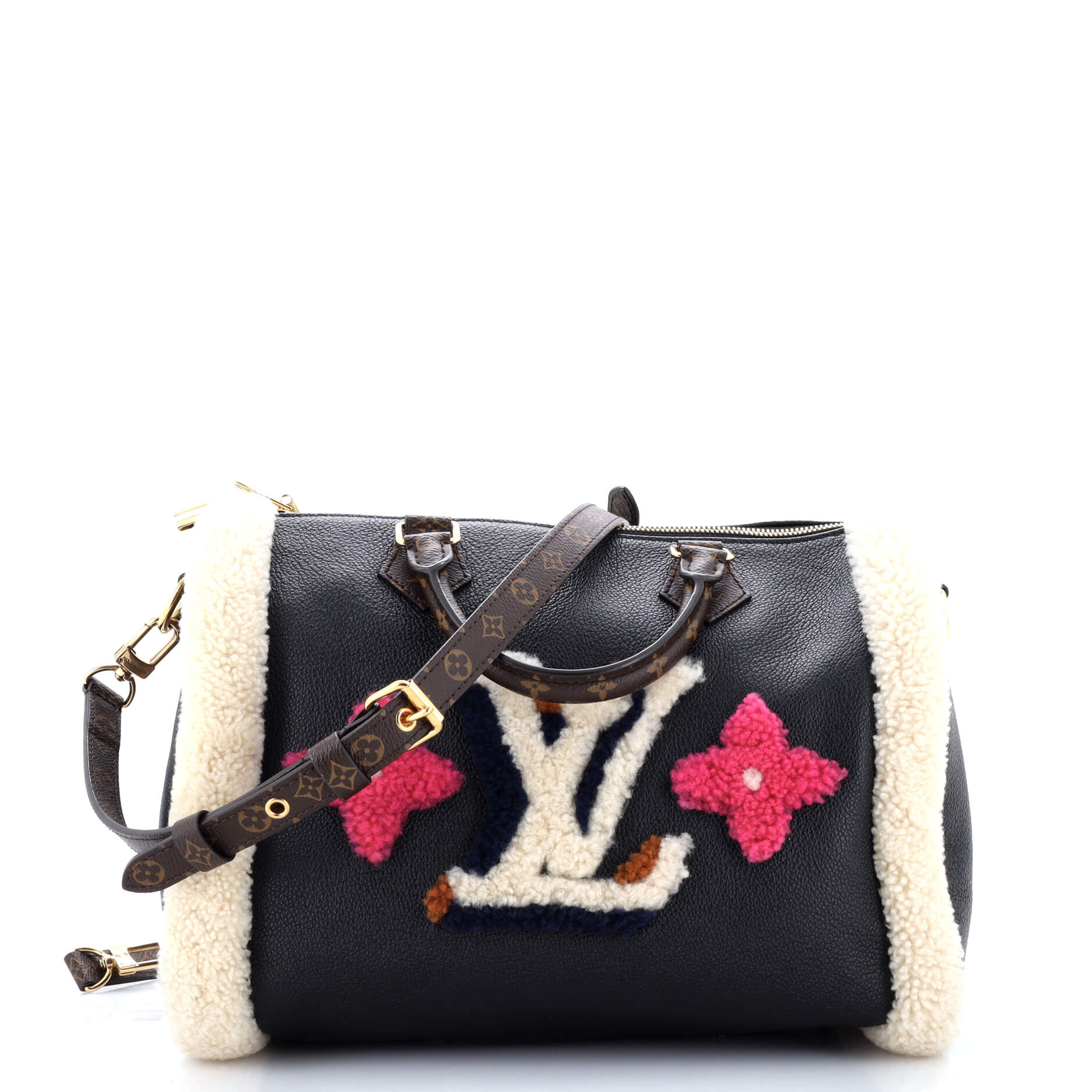 Louis Vuitton Speedy Bandouliere Bag And Teddy Shearling Leather Monogram Travel Bag