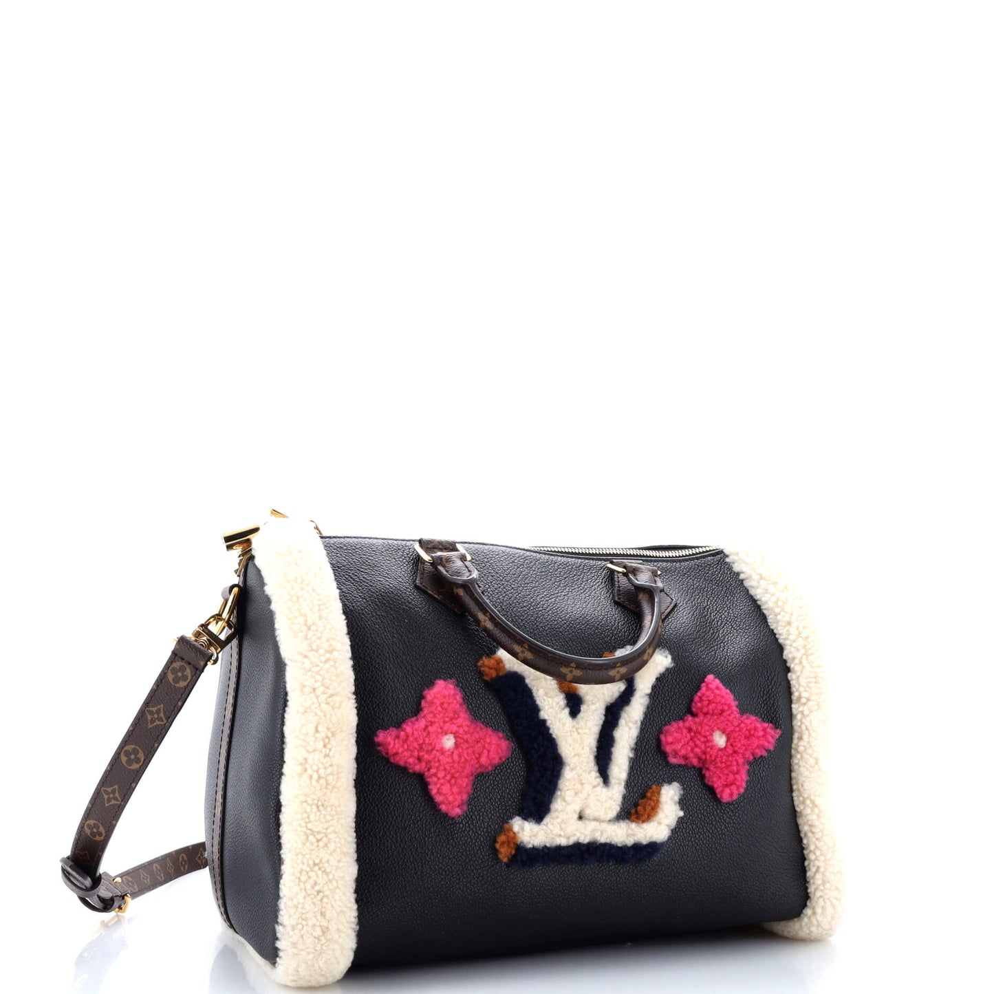 Louis Vuitton Speedy Bandouliere Bag And Teddy Shearling Leather Monogram Travel Bag