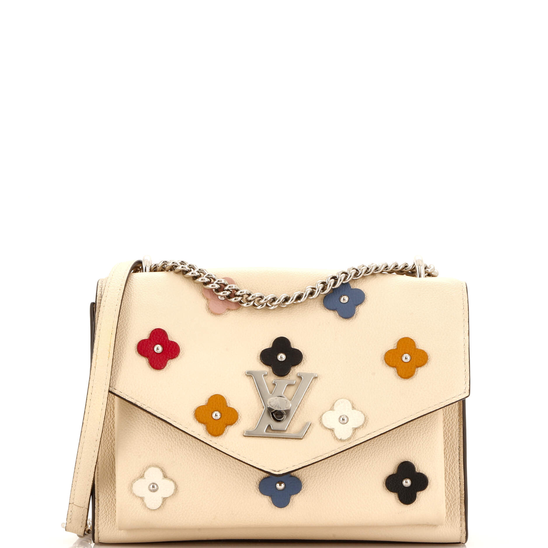 Louis Vuitton Mylockme Handbag Flower Embellished Bb Leather Shoulder Bag