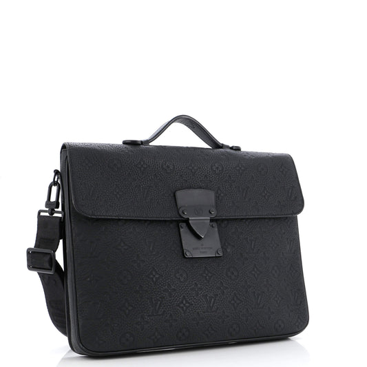 Louis Vuitton Lock Briefcase Taurillon Handbag Leather Monogram Travel Bag