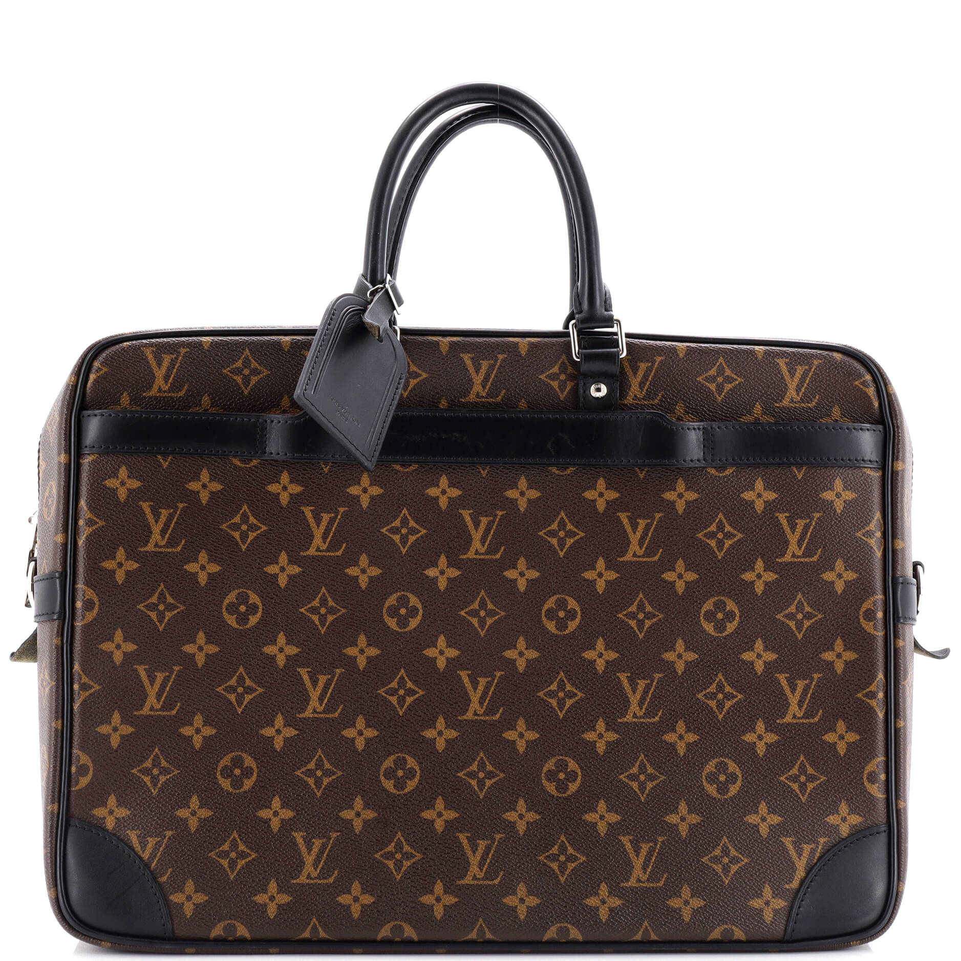 Louis Vuitton Porte Documents Voyage Briefcase Macassar Gm Messenger Canvas Monogram Travel Bag