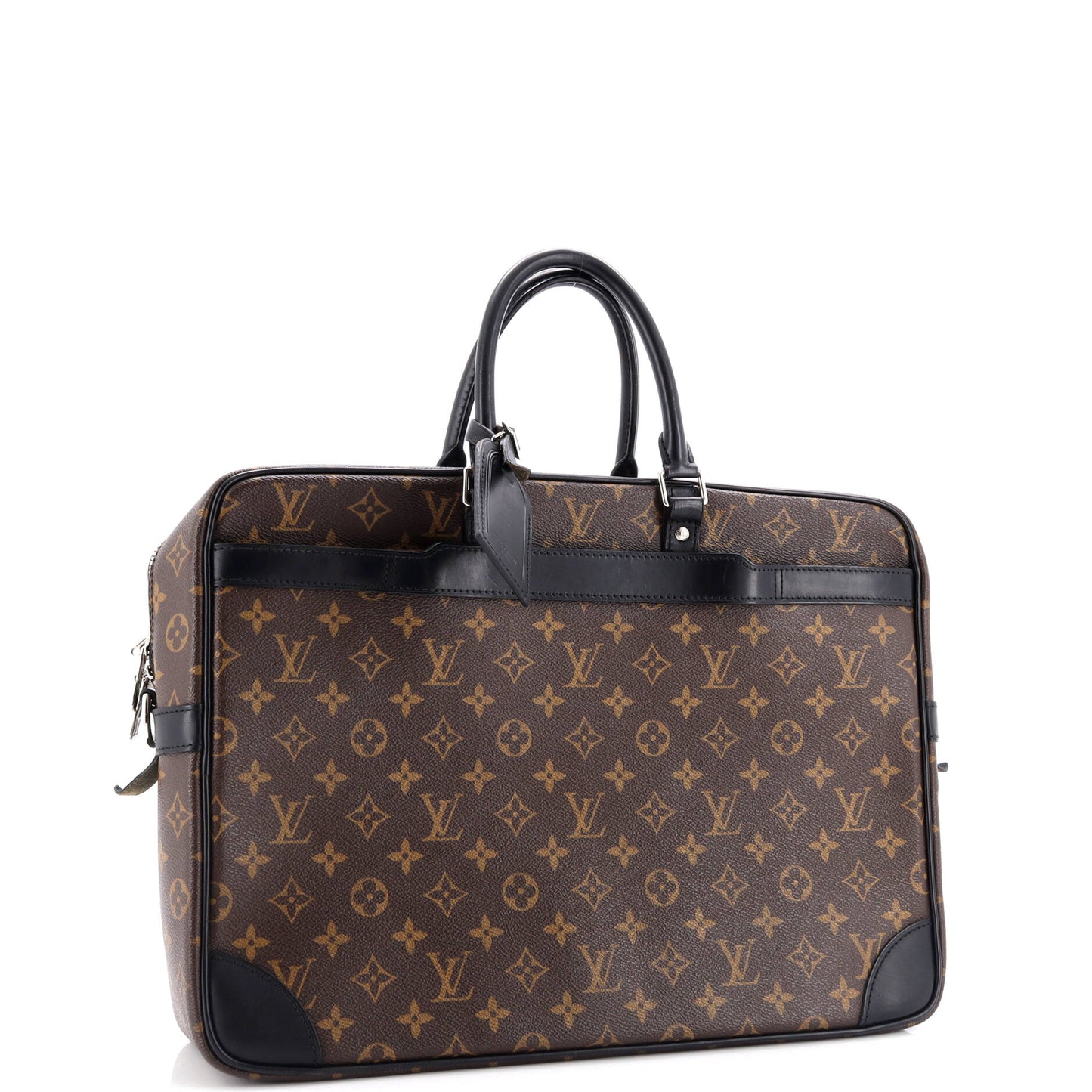 Louis Vuitton Porte Documents Voyage Briefcase Macassar Gm Messenger Canvas Monogram Travel Bag