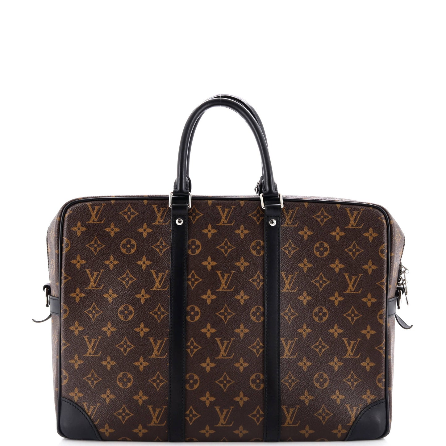 Louis Vuitton Porte Documents Voyage Briefcase Macassar Gm Messenger Canvas Monogram Travel Bag