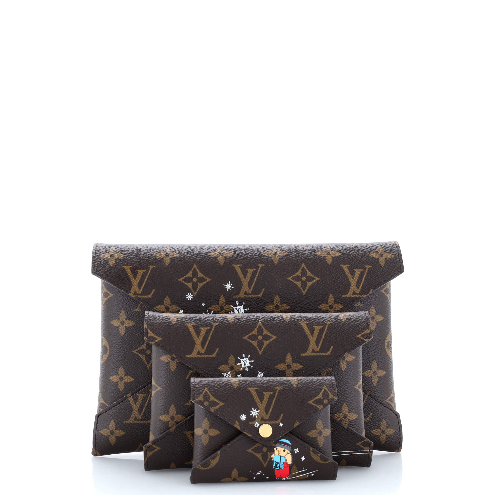 Louis Vuitton Kirigami Pochette Set Limited Edition Vivienne Xmas Canvas Monogram Clutch Bag