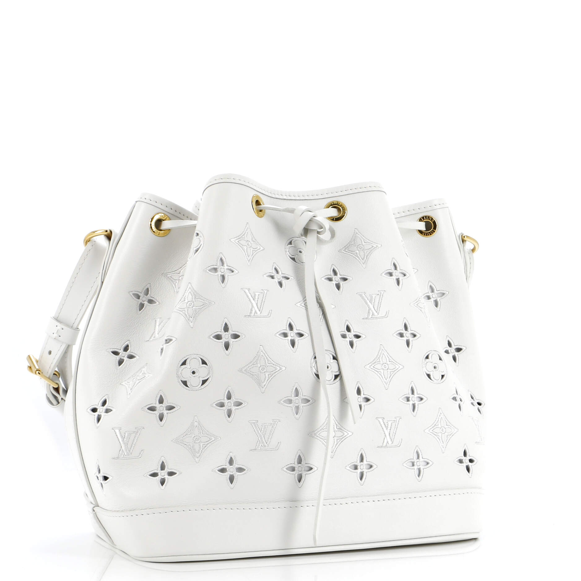 Louis Vuitton Petit Noe Nm Handbag Cutout Broderie Leather Monogram Shoulder Bag