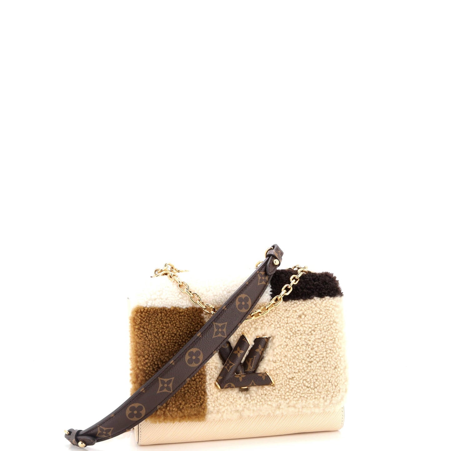 Louis Vuitton Twist Handbag Teddy Fleece With Epi Mm Leather Shoulder Bag