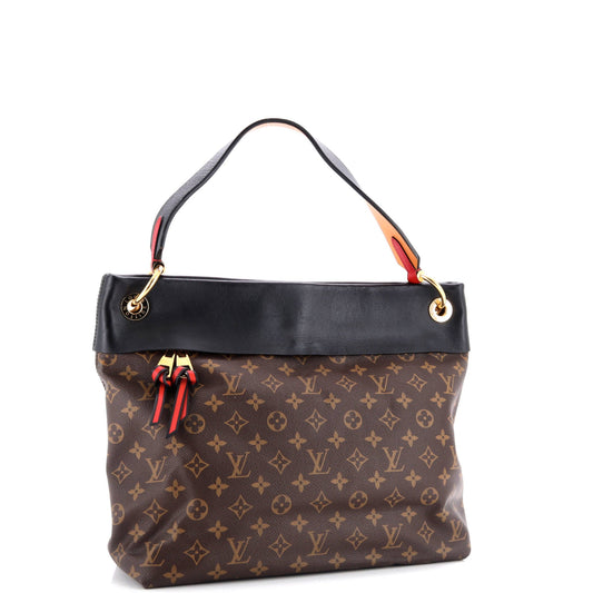 Louis Vuitton Tuileries Hobo With Leather Canvas Travel Bag
