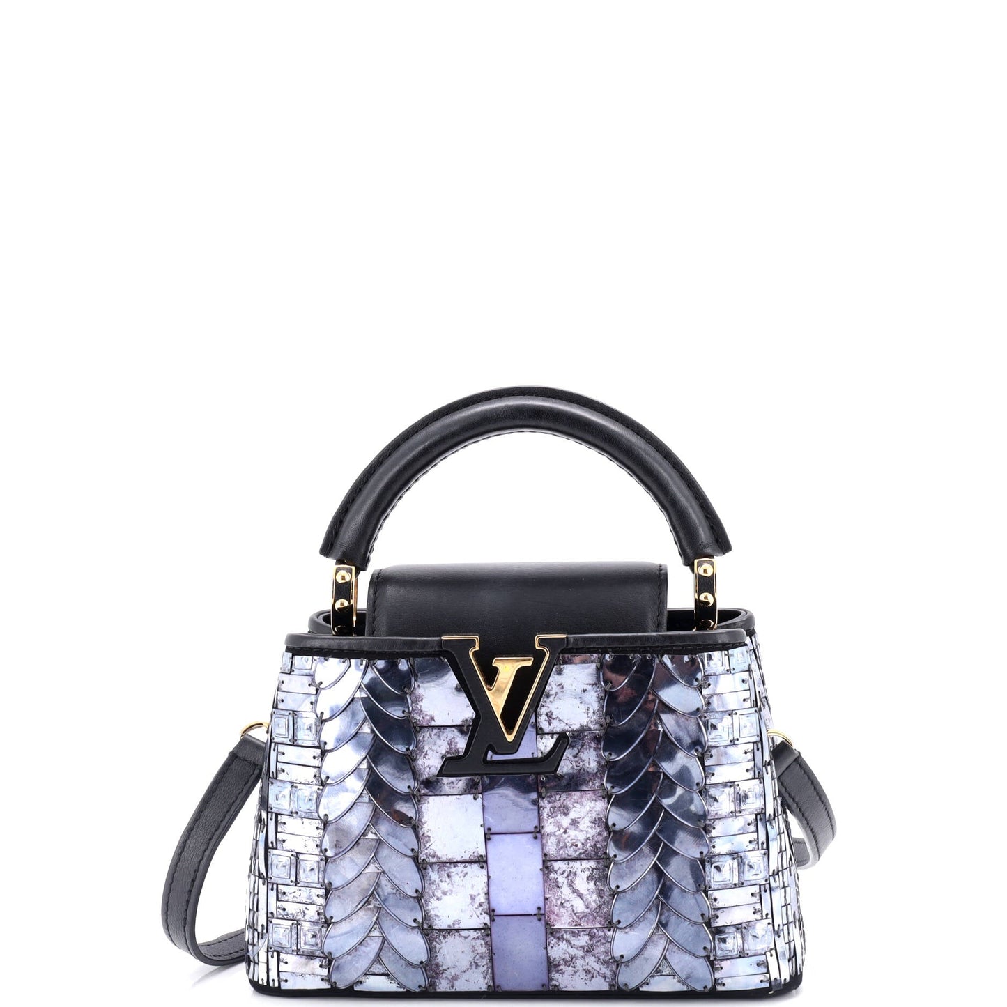 Louis Vuitton Capucines Bag Patchwork Sequin Embellished Satin Mini Travel Bag