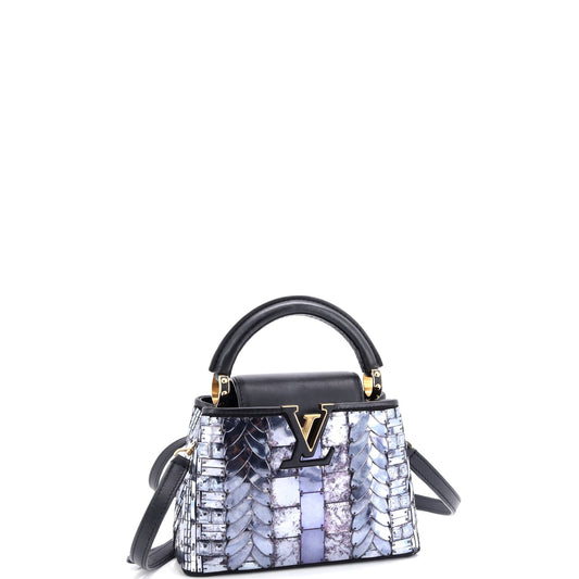 Louis Vuitton Capucines Bag Patchwork Sequin Embellished Satin Mini Travel Bag