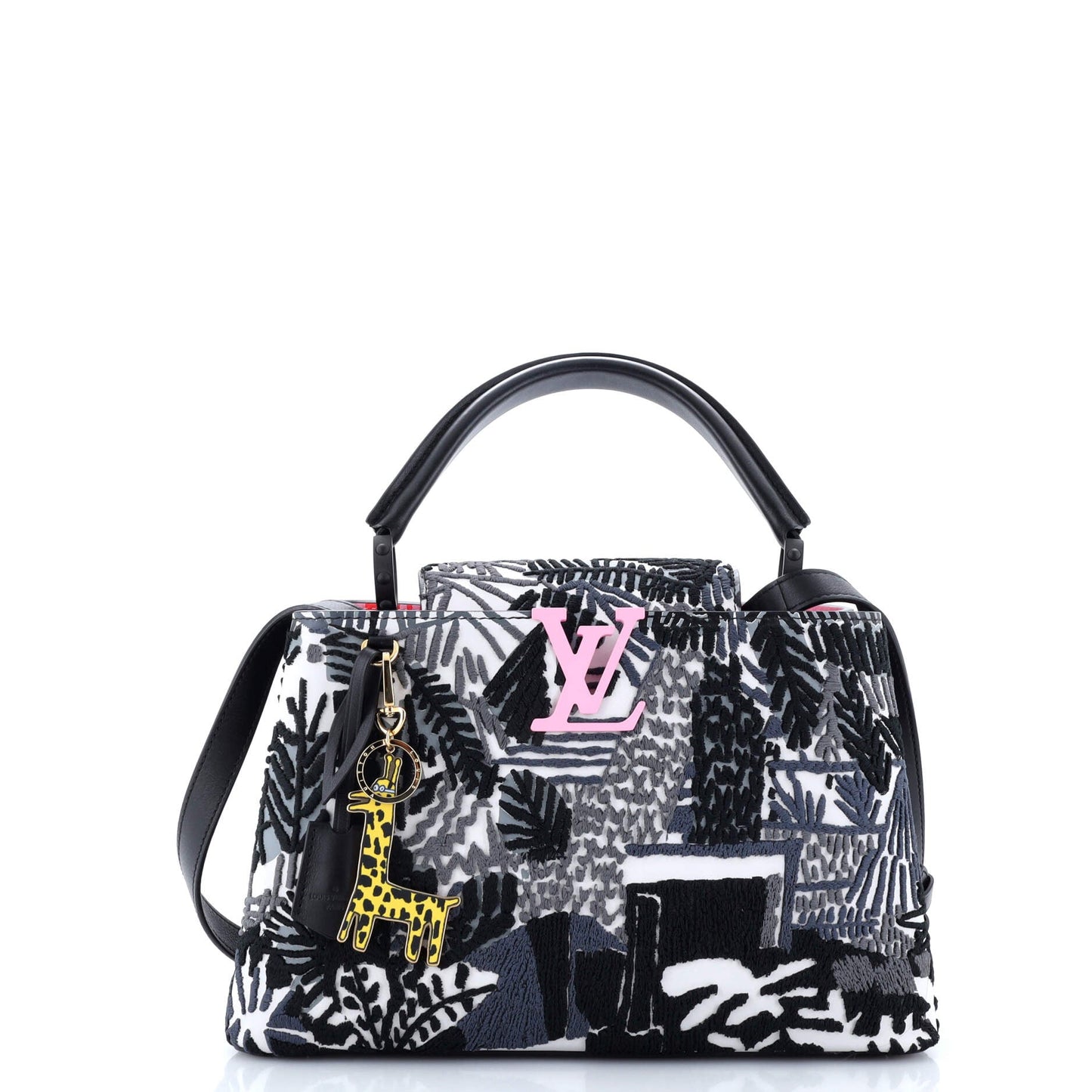 Louis Vuitton Jonas Wood Artycapucines Bag Printed Stitched Pm Leather Travel Bag