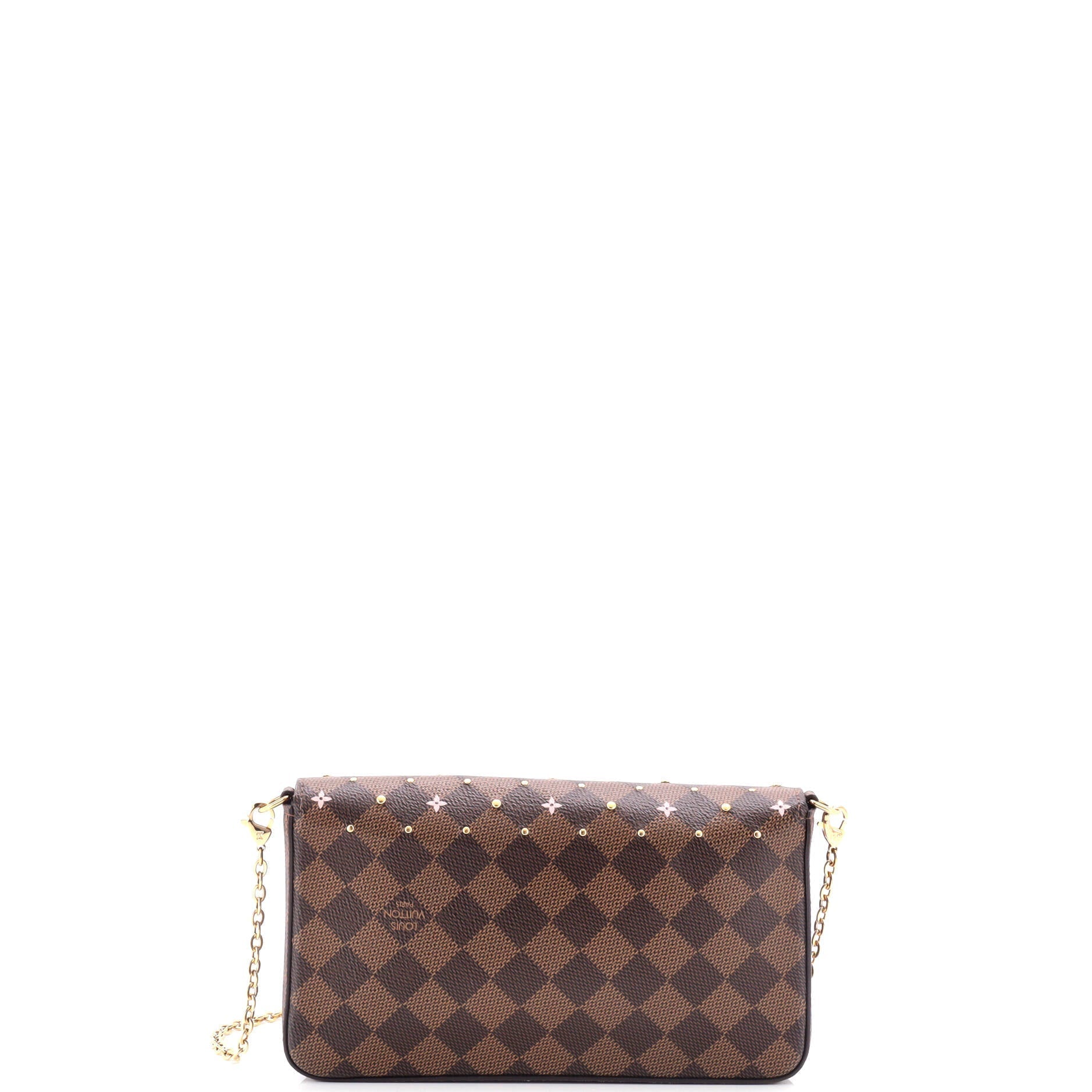 Louis Vuitton Felicie Pochette Flower Printed Studded Damier Clutch Clutch Bag