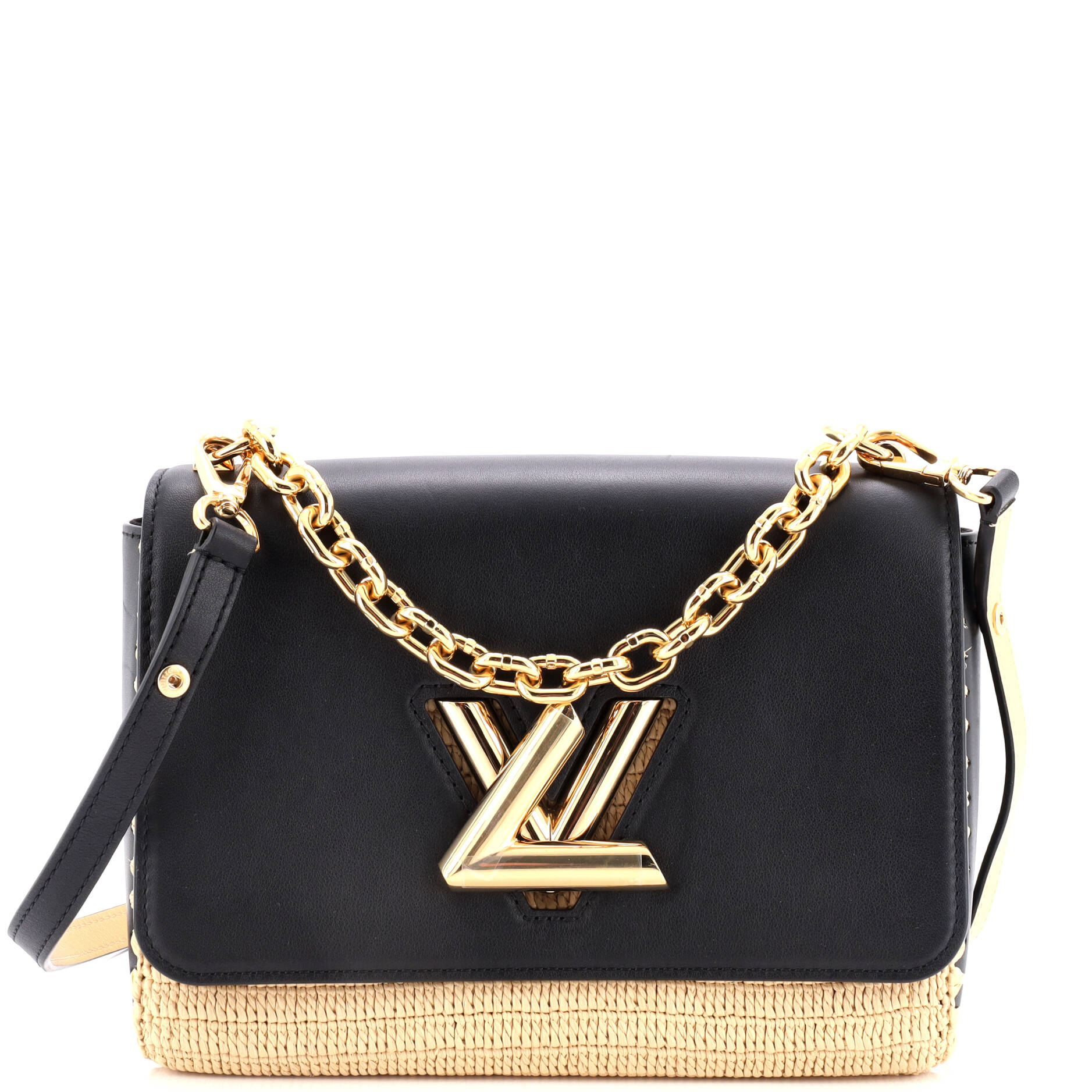 Louis Vuitton Twist Convertible Handbag And Mm Leather Raffia Shoulder Bag
