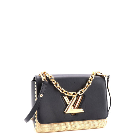Louis Vuitton Twist Convertible Handbag And Mm Leather Raffia Shoulder Bag