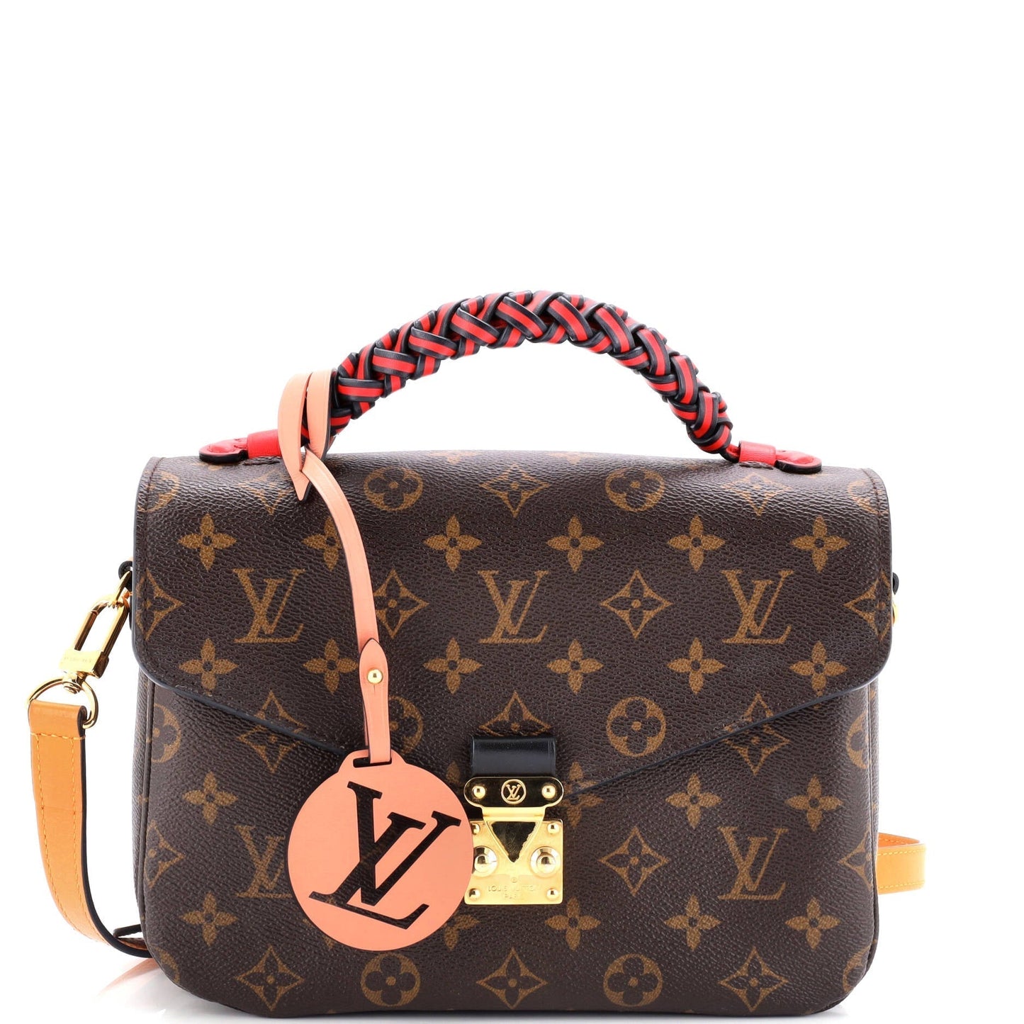 Louis Vuitton Braided Handle Pochette Metis Handbag Canvas Monogram Travel Bag